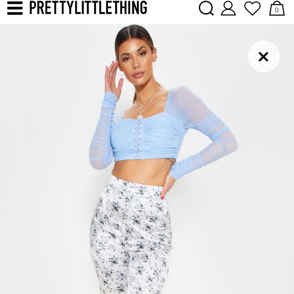 Light blue ruched crop top NWT